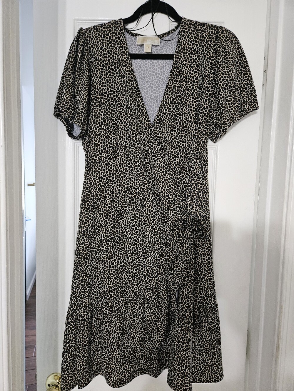 Michael Michael Kors Animal Print Faux Wrap Midi Dress